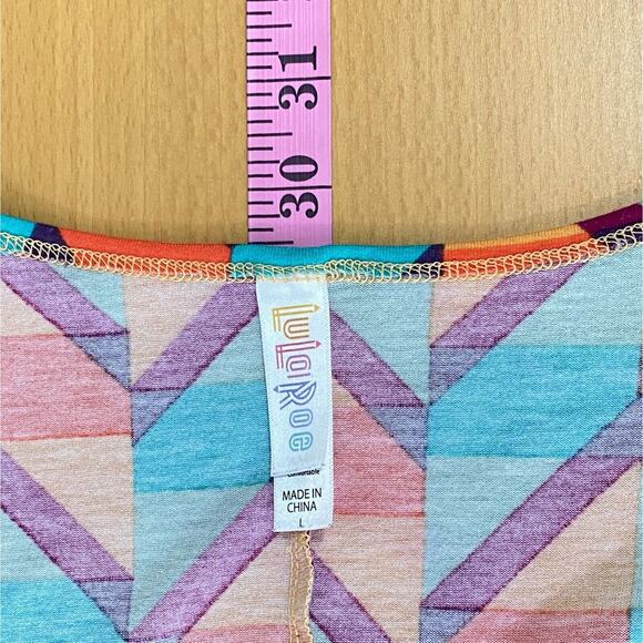 LuLaRoe Tunic Top Women's Large Orange Scoop Neck Colorful Geometric Soft - Picture 5 of 6